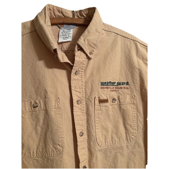 Carhartt Shirt Men‎ XL Khaki Rugged Flex Professional Work Wear Embroidered - Picture 2 of 8